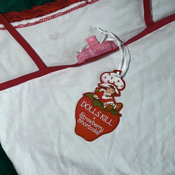 SOLD - NWT Sold out New Dolls Kill Strawberry Shortcake White Red Tank Medium - Picture 3 of 3